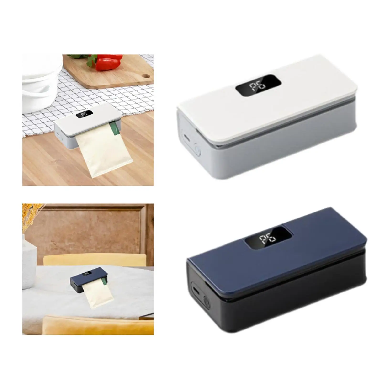 

Mini Bag Sealer Multifunctional Digital Display Manual with Cutter for Reseal Bags Cookies Bags Food Storage Snack Bags Tea Bags