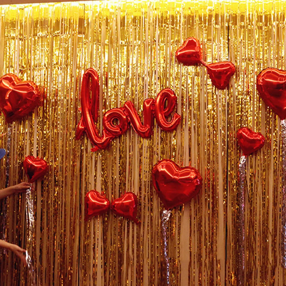 1*2M Shimmering Rain Curtain for Party Background Decoration for Weddings and Birthdays PET Material Easy to Hang