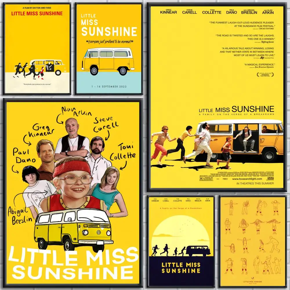 Little Miss S-Sunshine Movie Poster Stickers Mural Painting Self-Adhesive Wall Decals for Bedroom Living Room Home HD Decor Gift