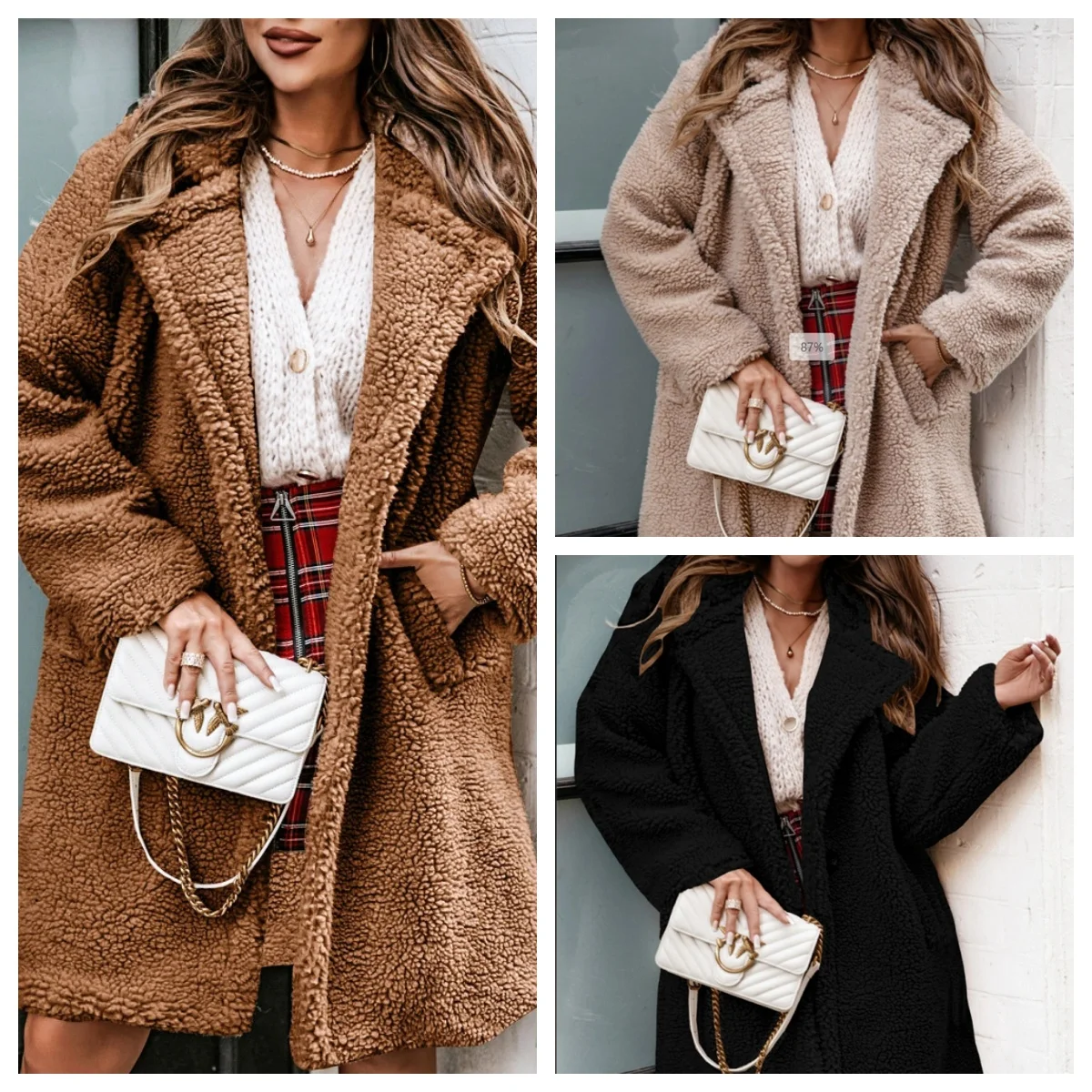 

Women's Winter 2025 Hot Selling Fluffy Long Sleeve Lapel Faux Fur Jacket - Stylish Loose Fit Warm Coat