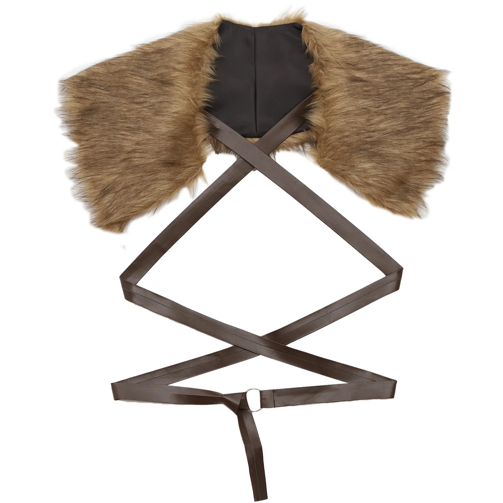 Medieval Warrior Viking Shawl Cape Faux Fur Shoulder Wrap Collar for Men Halloween New Years Eve Cosplay Costumes Accessories