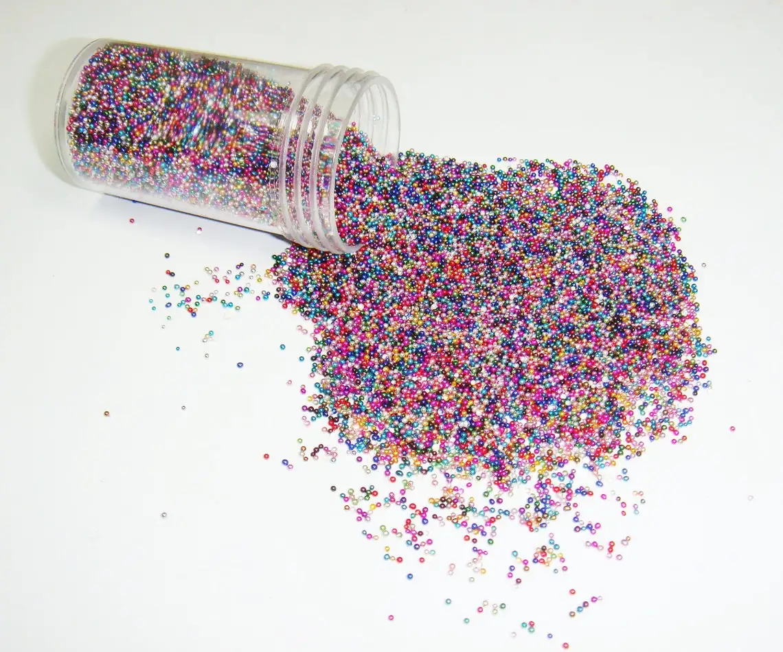 0.6-08mm tiny iridescent fake sugar sprinkles/microbead half ounce/10grams clear glass miniature micro bead marbles nail caviar