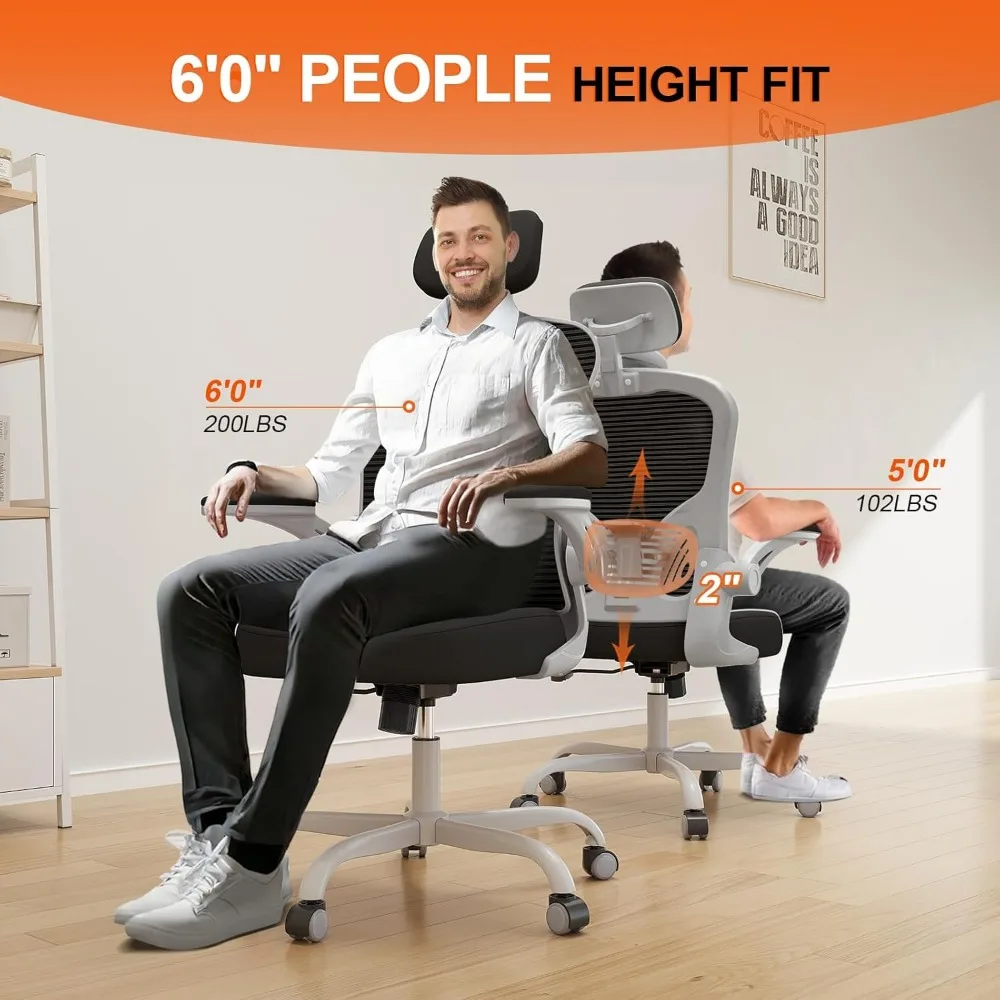 Krzesło biurowe ergonomiczne, krzesło do biurka, udźwig 150 kg, krzesło komputerowe z wysokim oparciem zapewniające wygodę podczas długich godzin pracy, obrotowe krzesło na kółkach