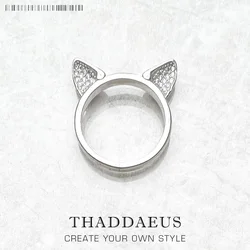 Cat Ears Band Ring,Europe Style Fashion Jewerly For Women New Cute Gift In 925 Sterling Silver