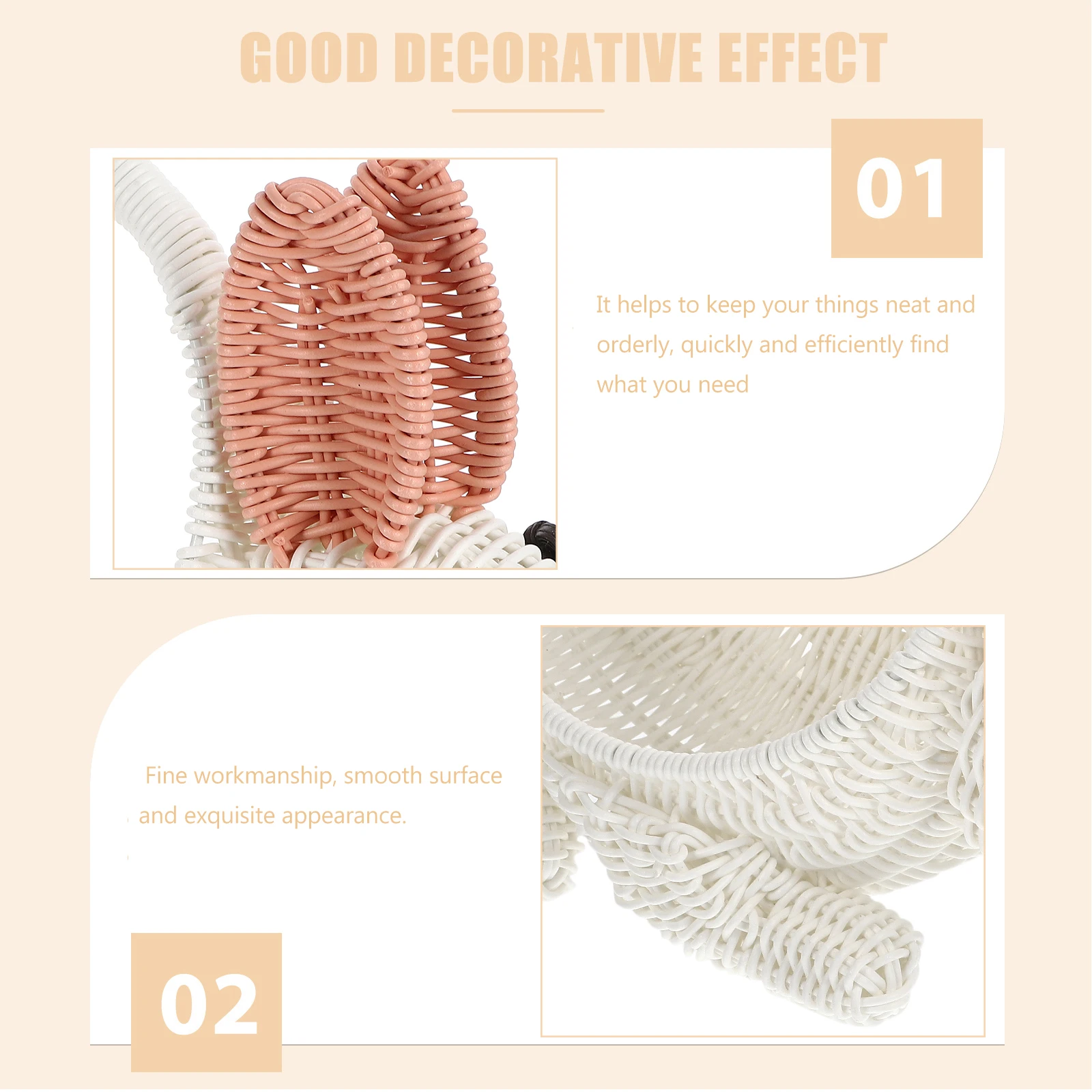 

Wicker Fruit Basket Storage Holder Kitchen Countertop Decorative Imitation Rattan Snacks Bread Household Multi Functional