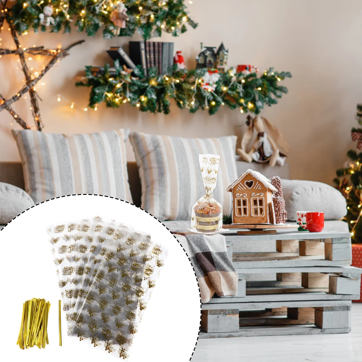 

150Pcs Christmas Candy Bags Plastic Gift Pouch Treat Storage Bags for Candies Biscuits Chocolates Small Gifts Candy Bag