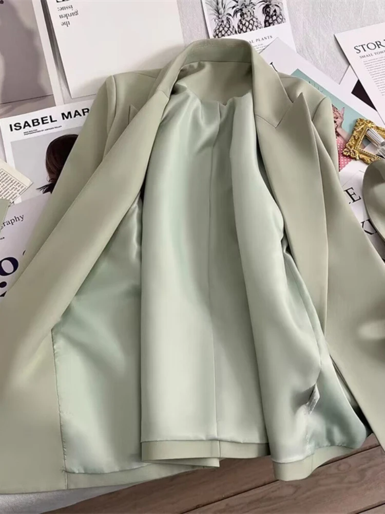 Chaqueta entallada de color Beige para mujer, Blazer elegante para oficina, ropa de abrigo para primavera y otoño