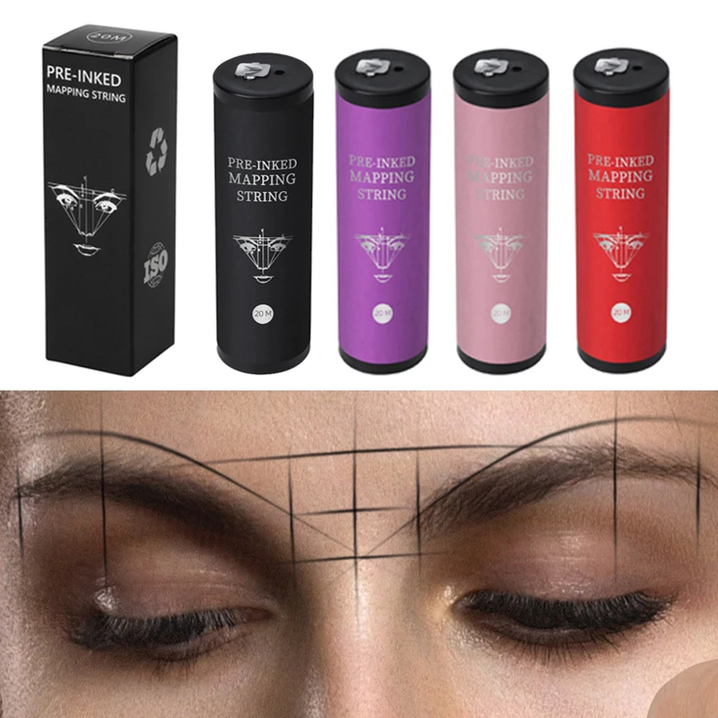 

1pcs 20m Microblading Mapping Pre-Ink String for Tattoo Eyebrow Dyeing Linen Thread Permanent Makeup Positioning Measure 6 Color