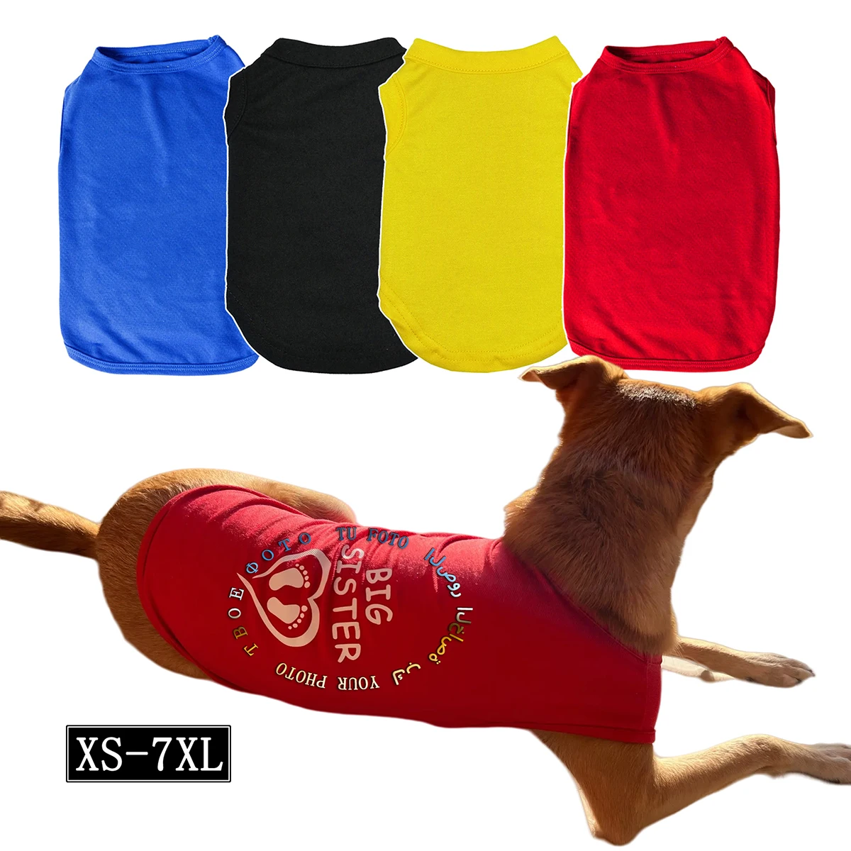 1 Pc OEM Dog Vest Outfit Customized Cool Sport T-shirt Pet Tank Top Breathable Apparel Photo Print Relaxing Dog Hair Accessories