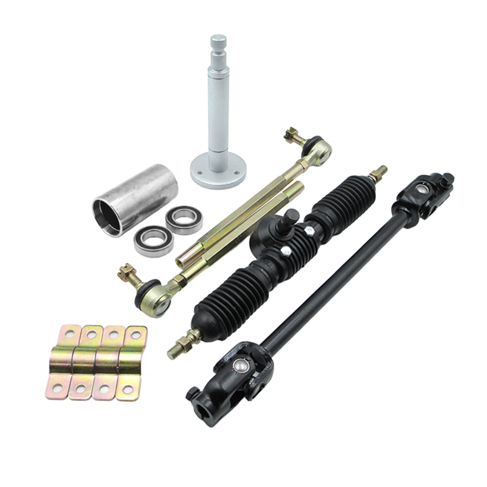 320mm/420mm Front Steering Gear Rack Pinion 30T Adjustable Shaft Tie Rod Kit For 110cc 125cc Quad Go Kart Golf UTV Buggy ATV