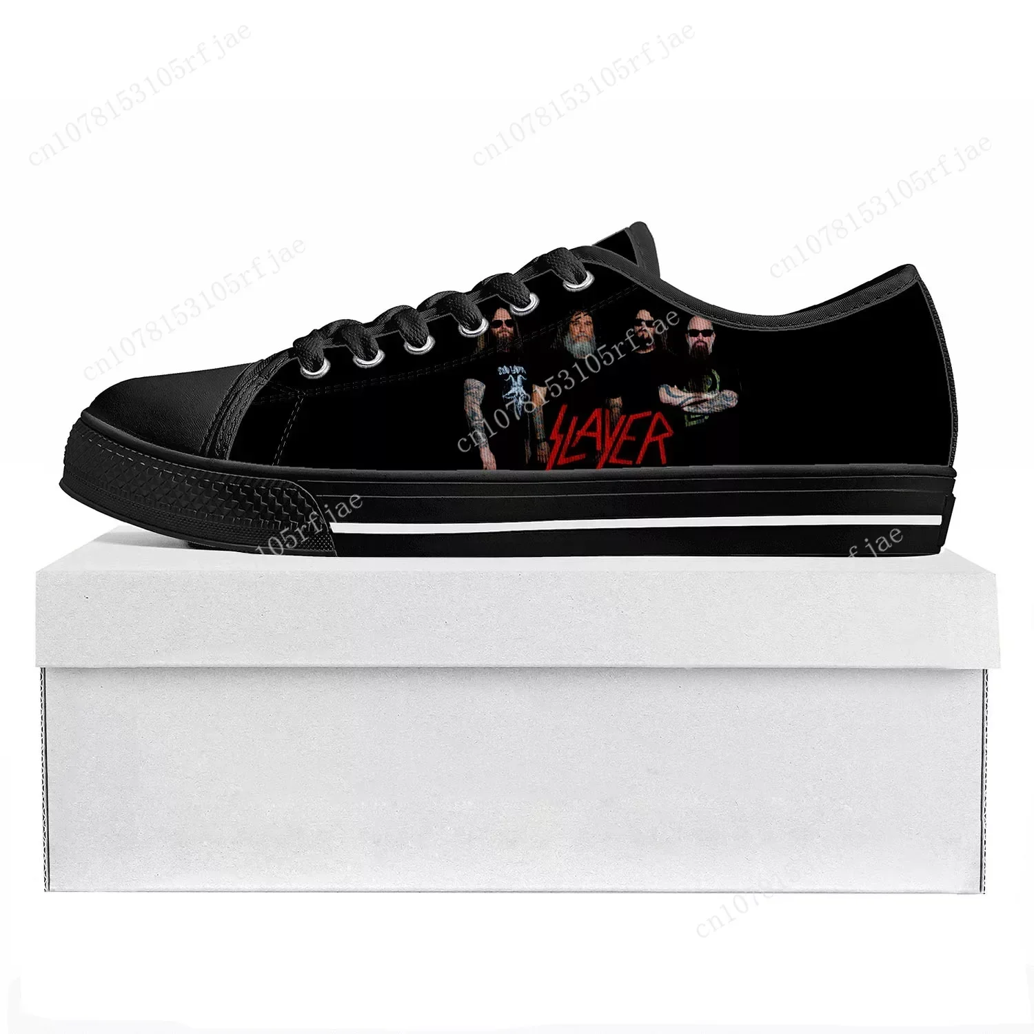 Slayer Heavy Metal Rock Band Lage Top Hoge Kwaliteit Sneakers Heren Dames Tiener Canvas Sneaker Casual Paar Schoen Custom Schoen