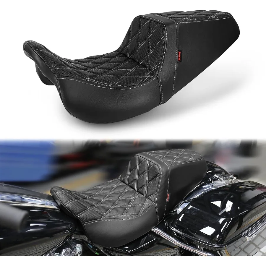 One Piece Rider Passenger Seat Gel Motorcycle Seat Compatible with Harley Touring Street Glide Road Glide Road King Electra Gli