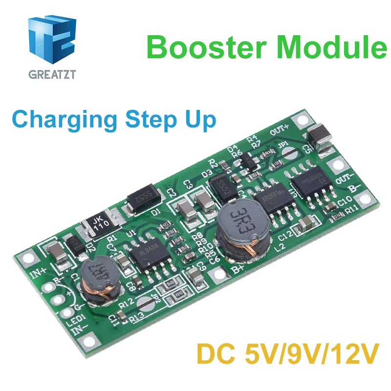 GREATZT DC 5V 9V 12V Charging Step Up Booster Module for 18650 Lithium Battery UPS Voltage Converter Protection