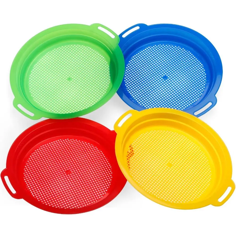 Discovery Toy Fun Sand Sifter Beach Sand Toys Sifting Pan PP Kids Garden Soil Sieve Pan for Travel Beach