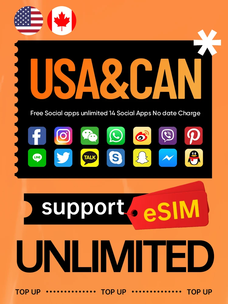 [1-10days]USA Canada sim cards prepaid 4G Unlimited data card NO Cell and SMS