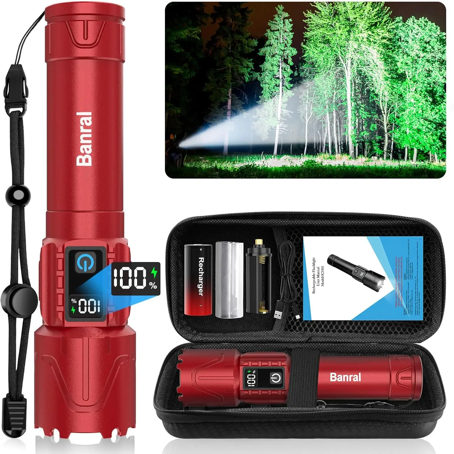 

Rechargeable Flashlights High Lumens - Super Bright LED Tactical Flash Light, Powerful Waterproof Handheld USB C Flashlight for