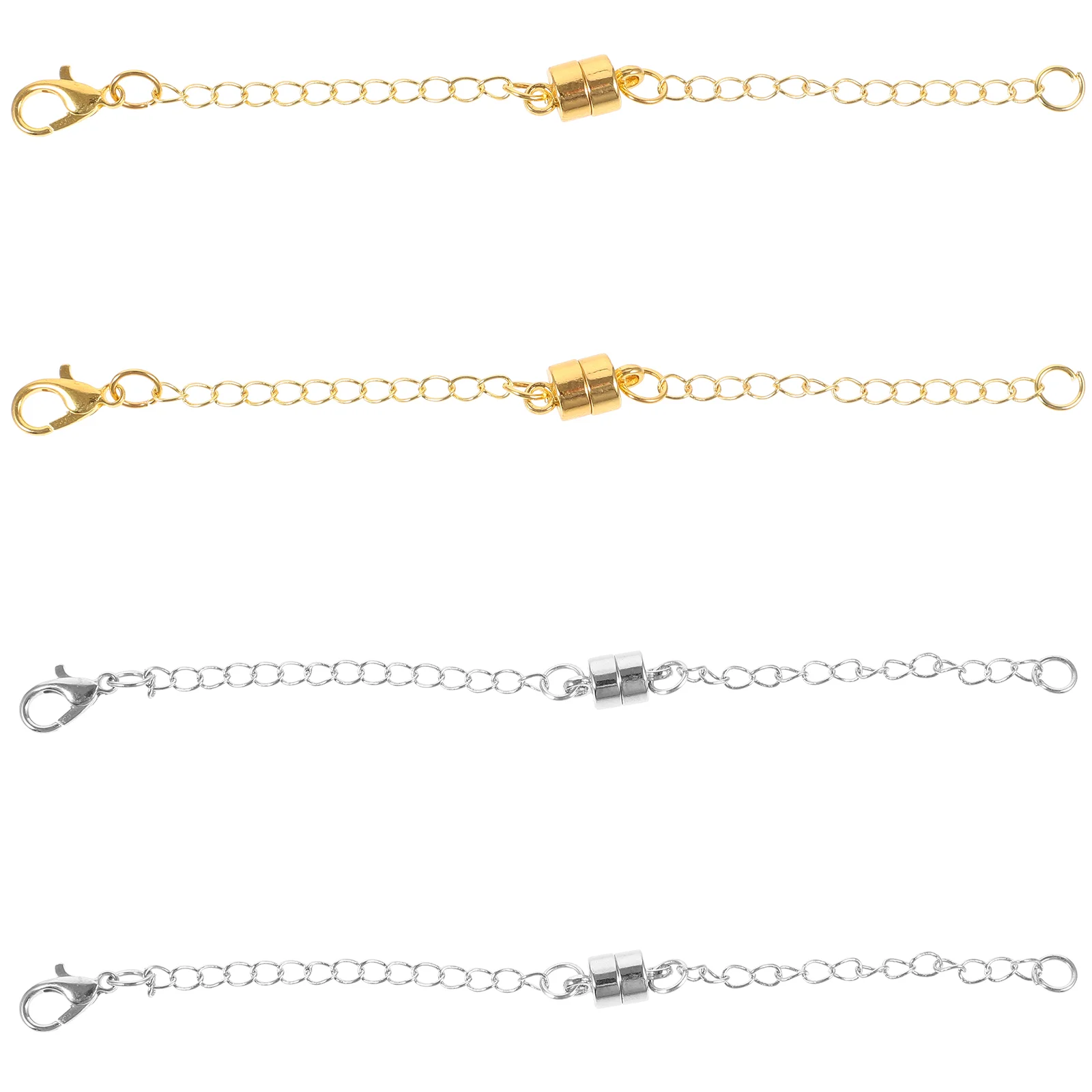 4 Pcs Magnet Buckle Extension Chain Necklace Jewelry Extenders for Multiple Necklaces Clasps Preserve Color