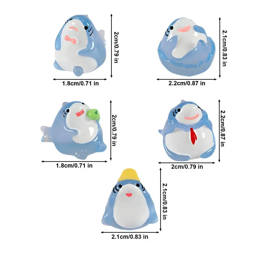 Resin Figures Mini Shark Shape Figures Resin Collectibles Cute Fish Tank Landscaping Ornaments Cartoon Micro Landscape Diy
