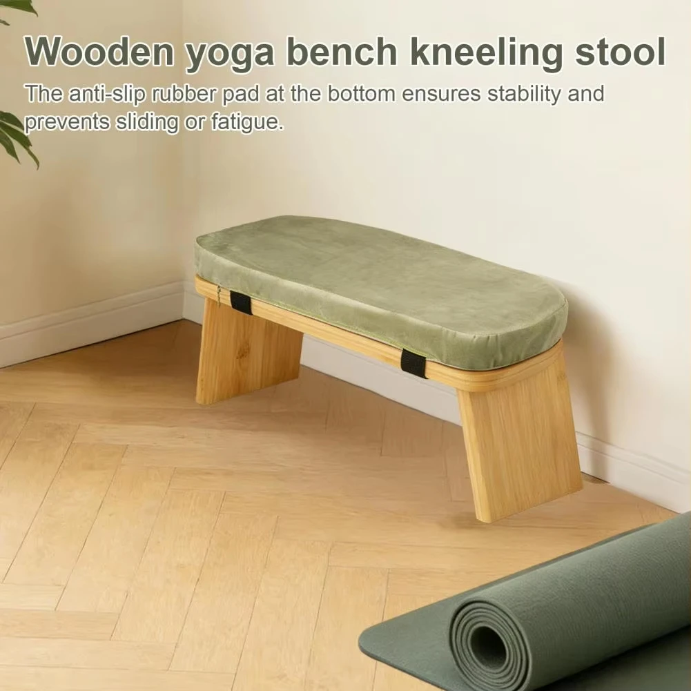 Wholesale Yoga Pilates Equipment Foldable Wooden Meditation Stool Soft Cushioned Bench for Indoor Fitness Practice