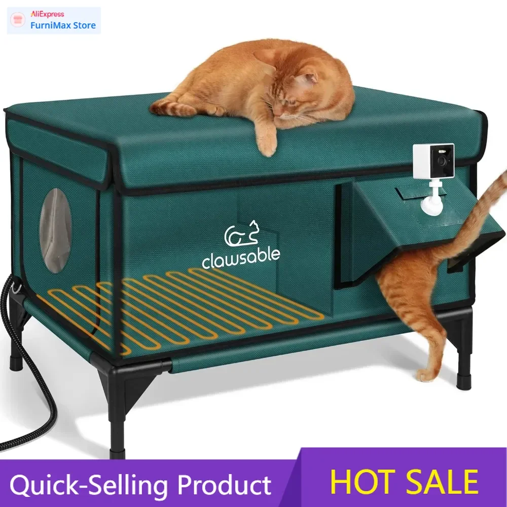 

Limited-time promotionHeated Outdoor Cat House with Pet Camera, Waterproof Insulated Shelter for Winter, Escape Door, Feral Barn
