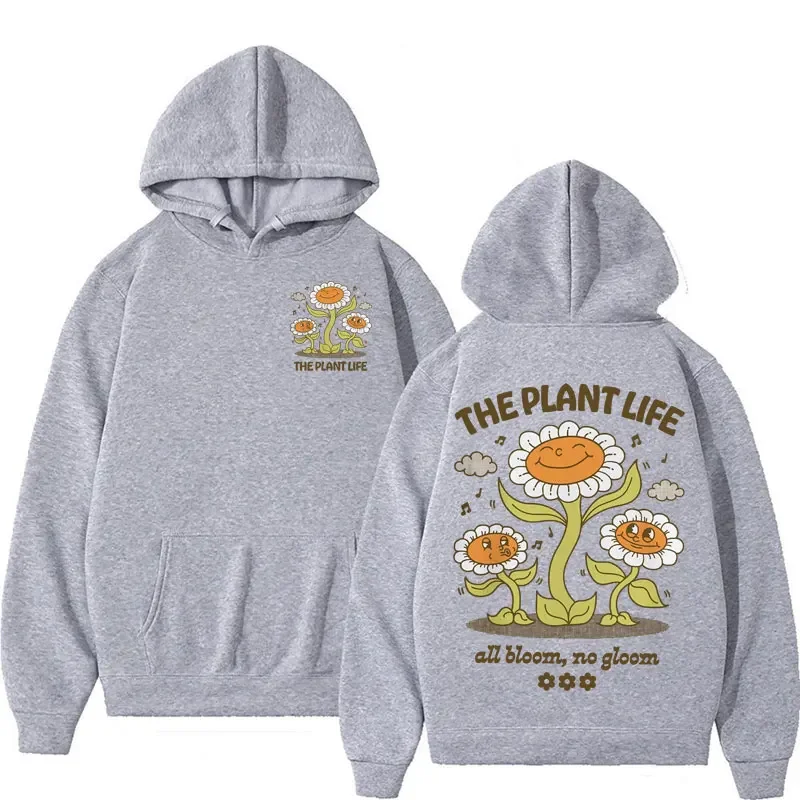 THE PLANT LIFE Funny Meme Hoodie Unisex Dancing Flowers Retro Cartoon Sweatshirt Streetwear Men Fashion Aesthetic Casual Hoodies