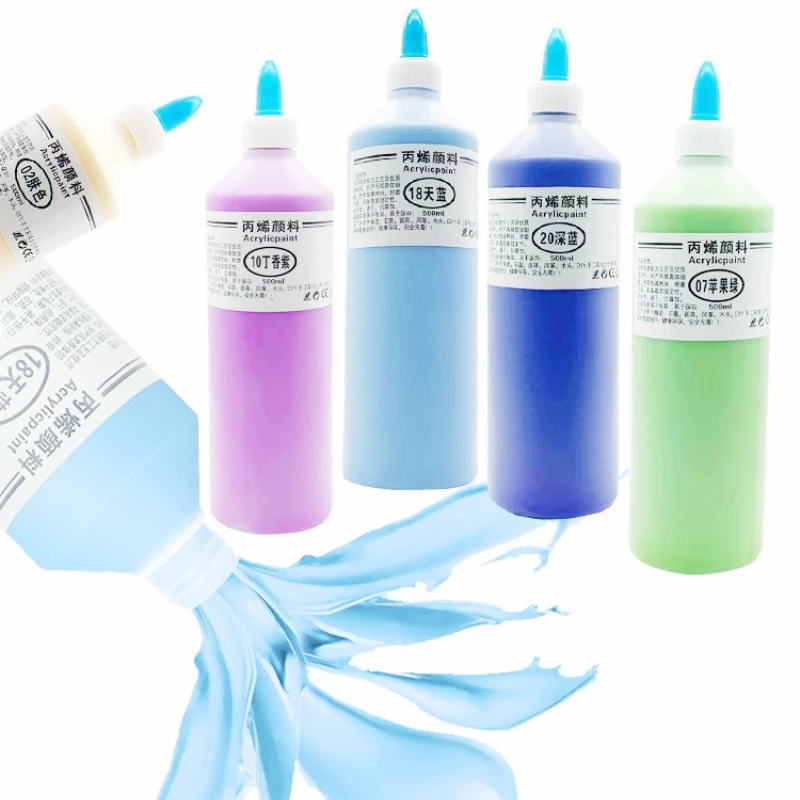 500ml Acrylic Pigment Bright Color Quick-drying Waterproof for Wall Painting Graffiti Gypsum Doll Painting