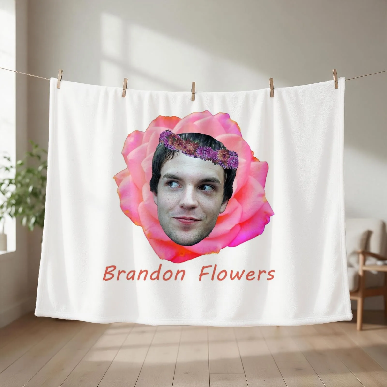 literally brandon flowers Throw Blanket couch cozy soft plush fuzzy picnic outdoor blanket