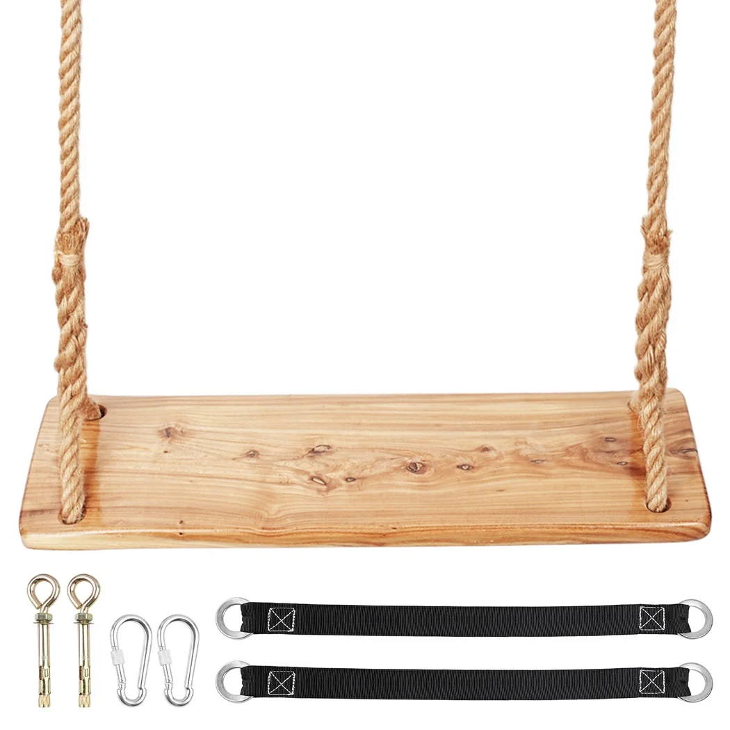 For Wooden Tree Swing 500lbs Load Capacity Wooden Swing For Kids Adults Adjustable Height Waterproof Hanging Swing Seat For Outd