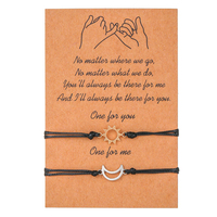 2Pcs/Set Couple Card Bracelet For Women Fashion Sun Moon Handmade Woven Rope Charm Friendship Girlfriend Jewelry Lucky Bracelet