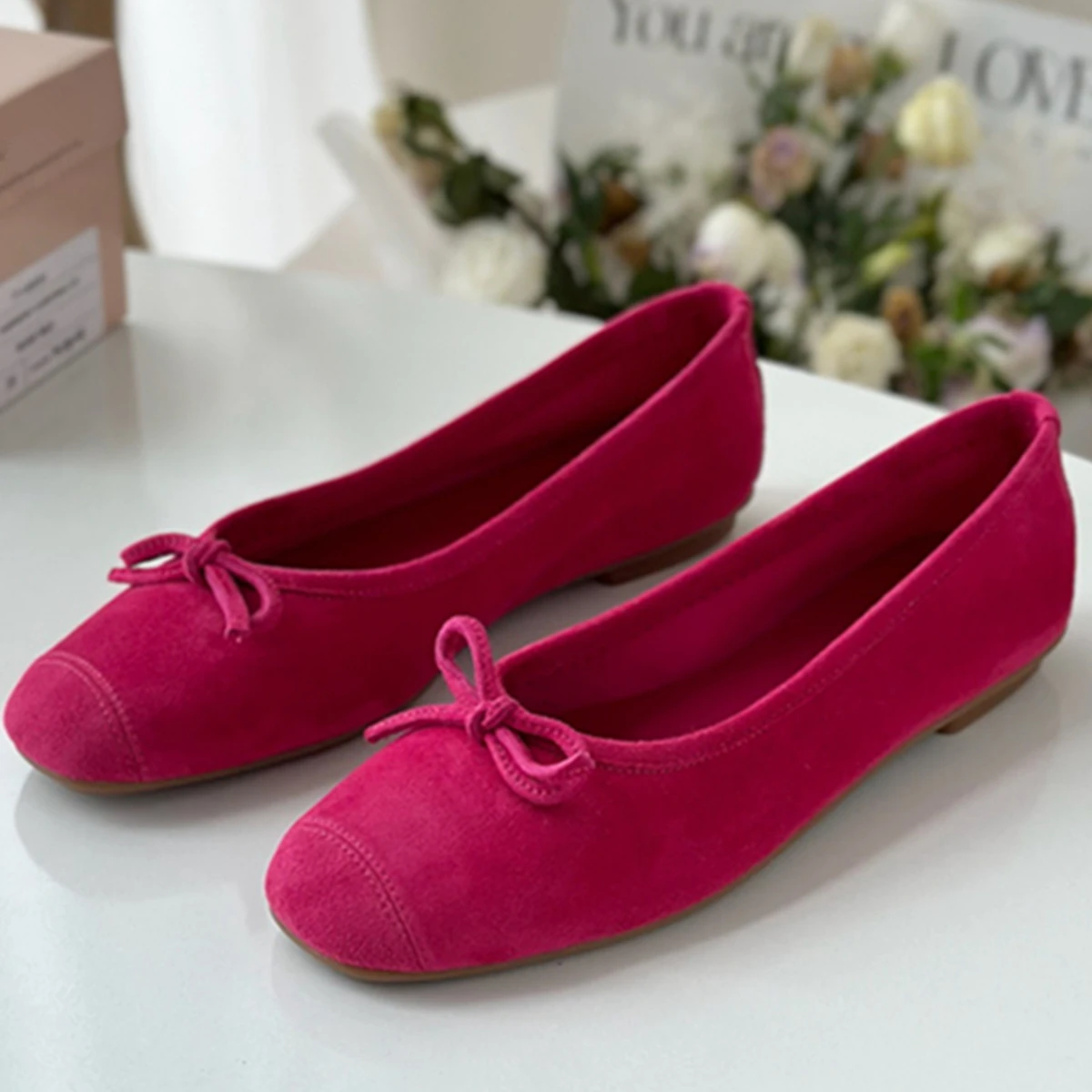 

Maxdutti French Sheepskin Soft And Comfortable Ballet Shoes Minimalist Retro Bow Mary Jane Flat Shoes Slip On Loafers Shoes Wome
