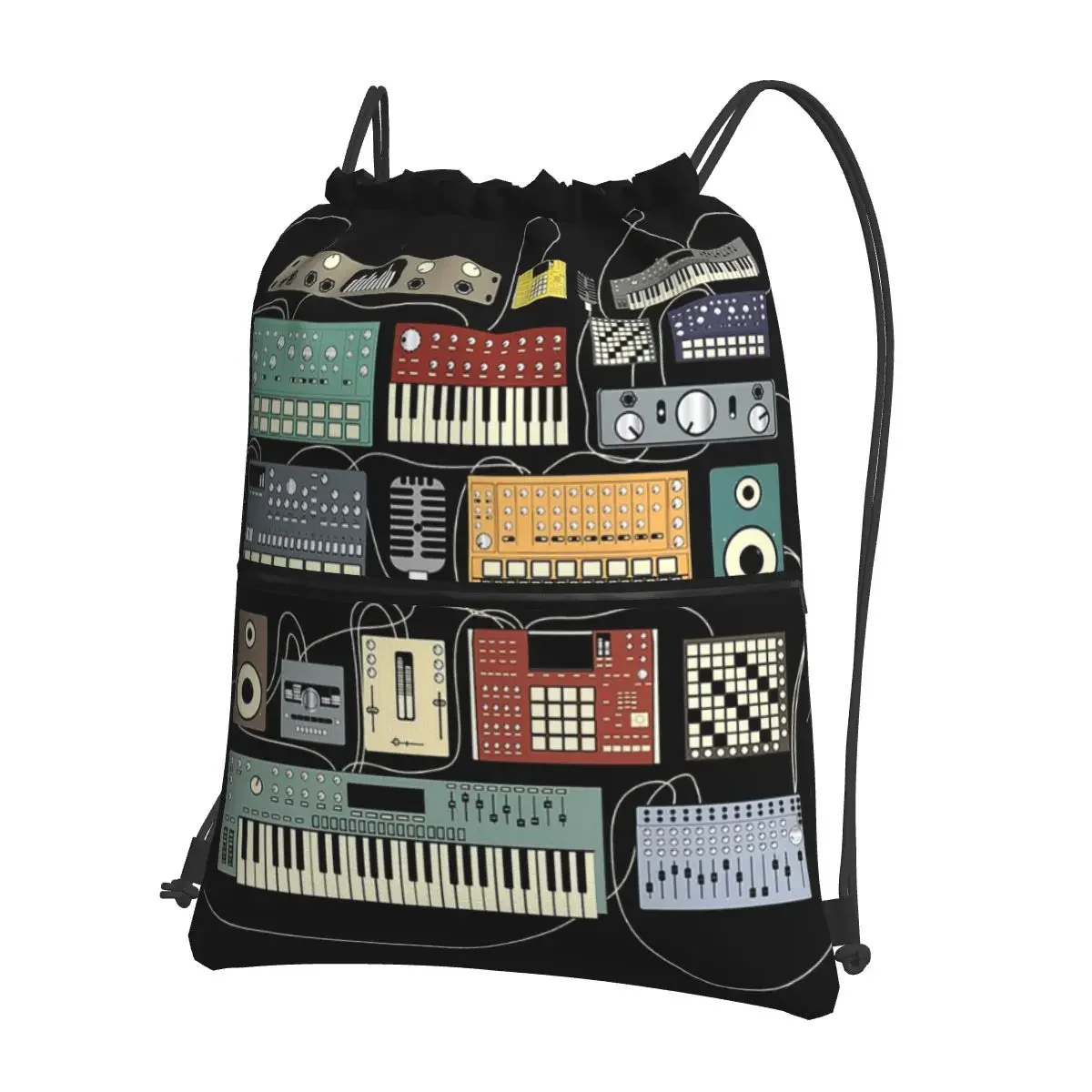 

Electronic Musician Synthesizer And Drum Machine Dj Portable Backpacks Drawstring Bag Storage Bags For Travel Sport Man Woman