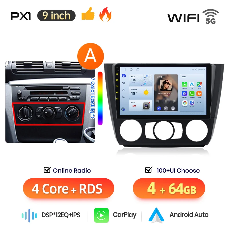 AWESAFE Draadloze CarPlay Android Auto Radio voor BMW 1-serie E87 E81 E82 E88 2004-2011 Plug & Play FM BT RDS DSP GPS Multimedia