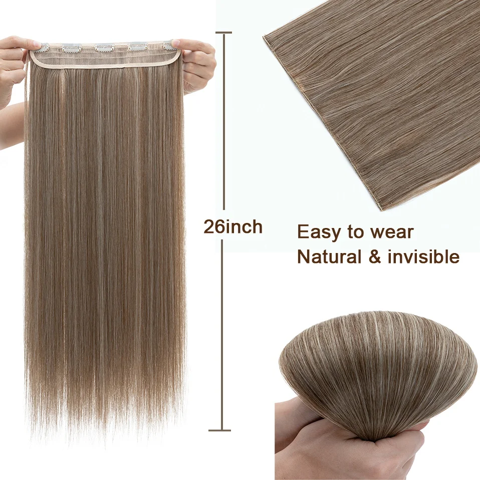 BENEHAIR Synthetic 26‘’ Long Straight Clip in one Piece Hair Extension 5 Clips Hair Pieces For Women Clip In Hair Extensions