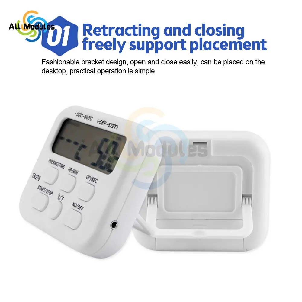 Programmable with Timer Instant Read Wired Probe Digital Meat Food Grill BBQ Cooking Kitchen Thermometer Timer