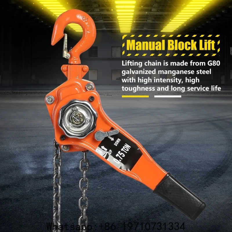 

0.75t Orange Chain Block Hoist – Ratchet Lever Pulley Lifting, 3 Meters