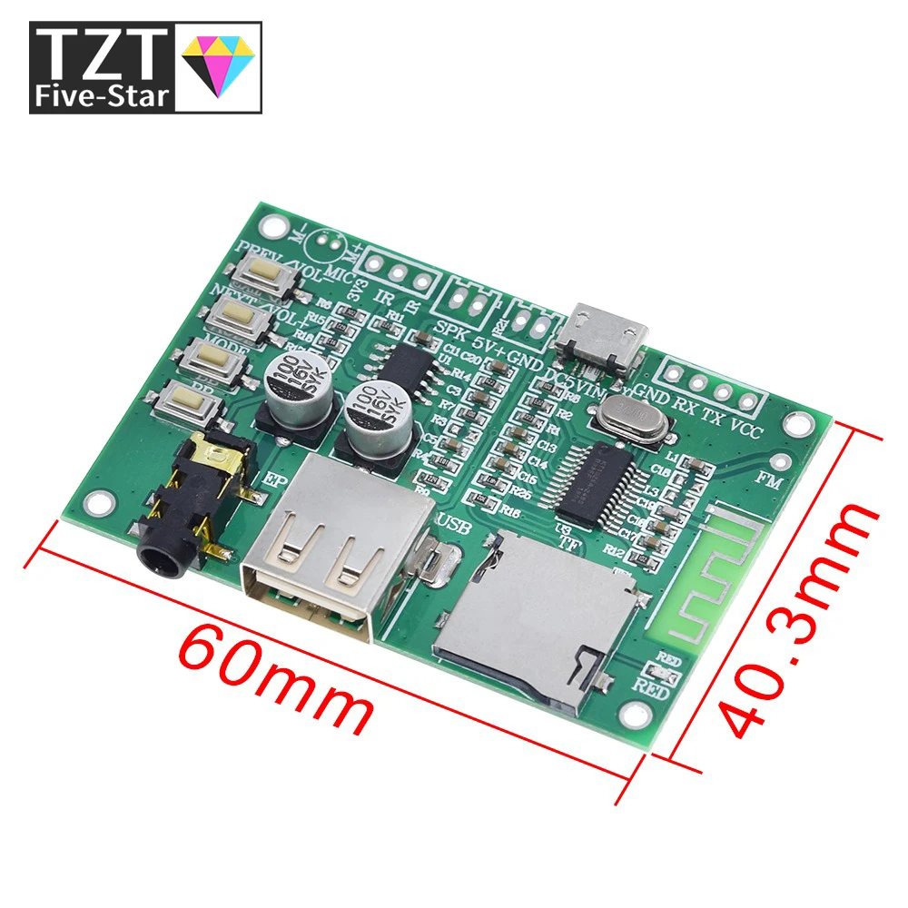 BT201 Dual Mode 5.0 Bluetooth Lossless Audio Power Amplifier Board Module Tf Card U Disk Ble Spp Serial Port Transparent Trans