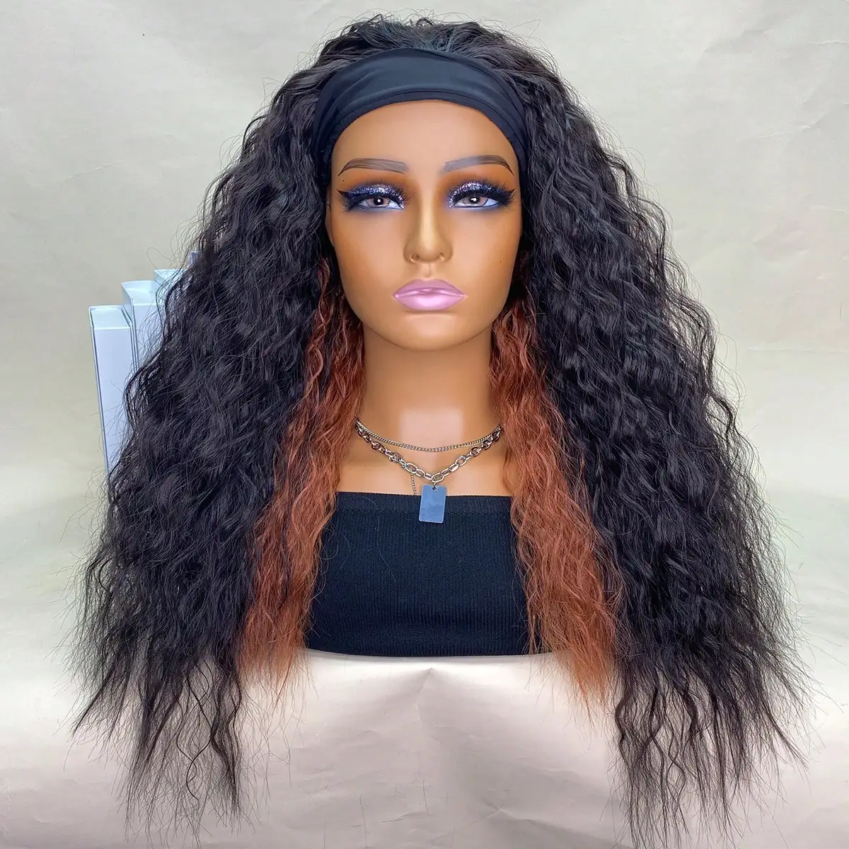 Hoofdbandpruik voor vrouwen Krullend golvend hoofdbandpruiken Watergolfhaar Pruik Synthetische pruiken