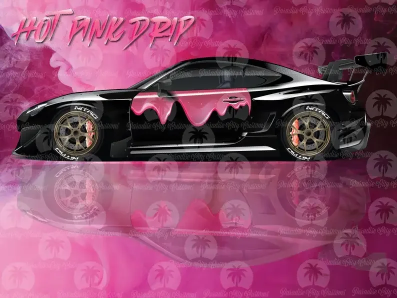 

Hot Pink Drip Car Livery, Universal Size, Cast Vinyl Wrap