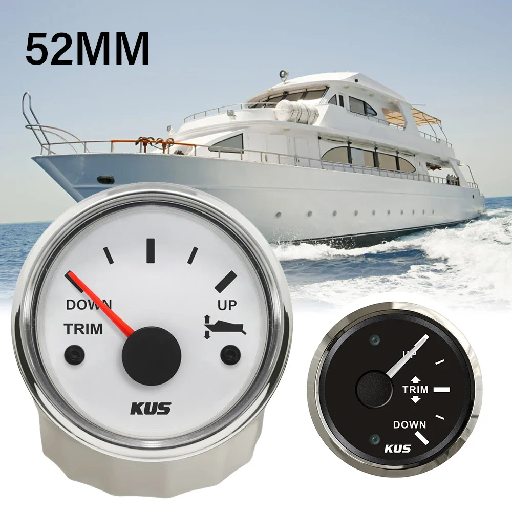 

KUS 52mm 0-190ohm Signal Trim Gauge Marine Trim Tilt Indicator with Red Yellow Backlight for Inboard Outboard Engine 9-32V