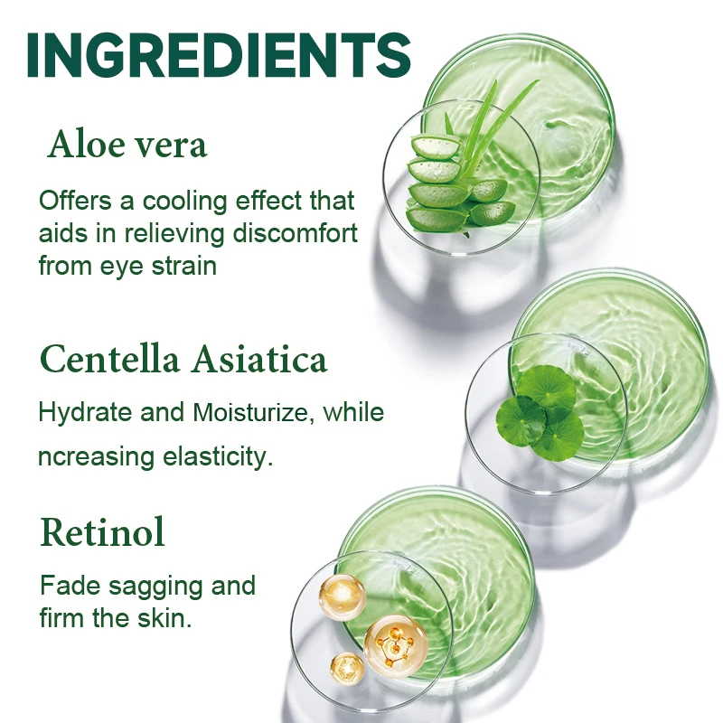 Green Hydrogel Eye Patches, Deep Moisturizing Under Eye Mask, Hydrate & Nourish Eye Skin, Reduce Dry Lines Daily Eye Care