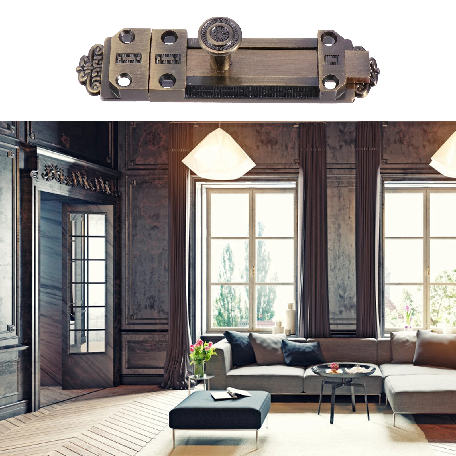 

Retro Vintage Alloy Slide Door Bolt Barrel Latch Security Lock Thick Durable Rustproof Bathroom Kitchen Garage Use Easy Install