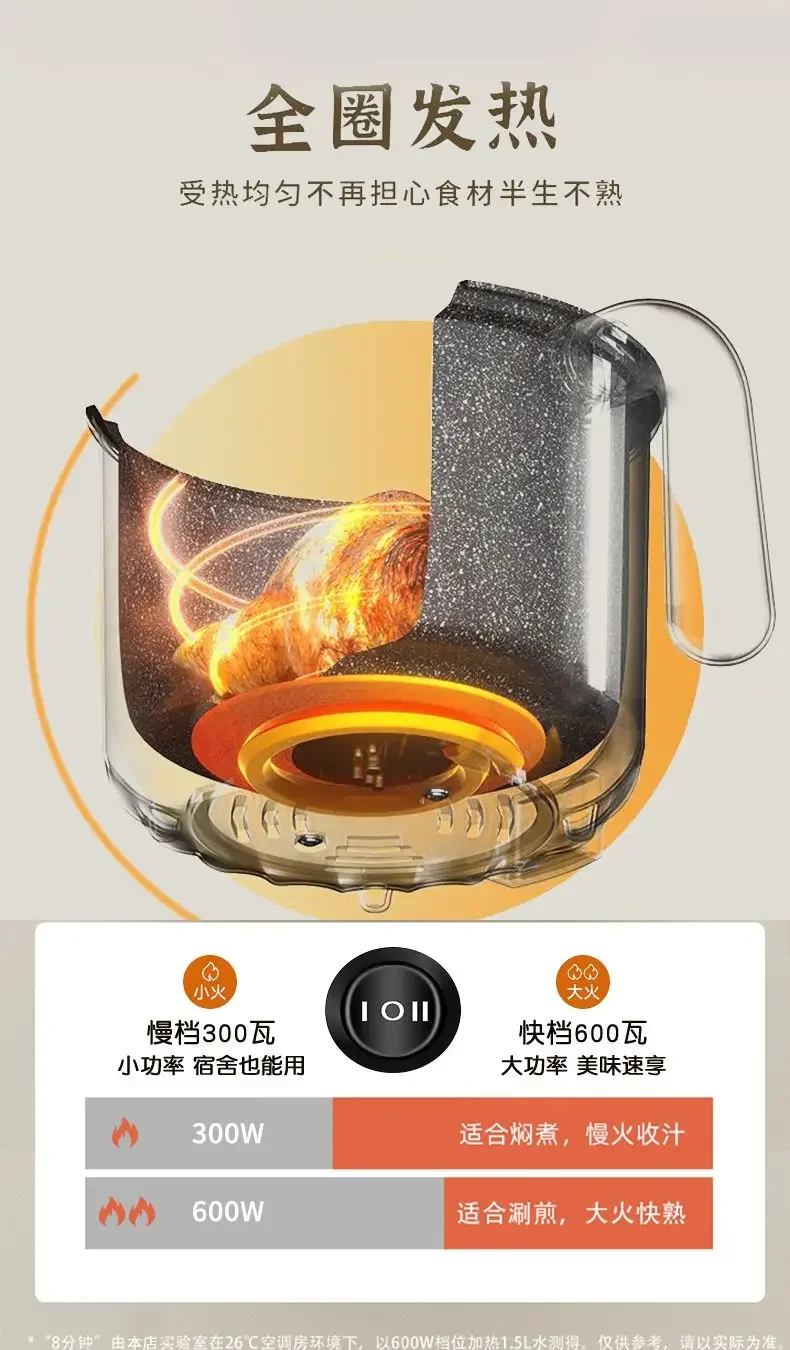 220V ドイツ製電気調理鍋 多機能蒸し器 ホットポット 麺調理器 学生 家庭用 BDL