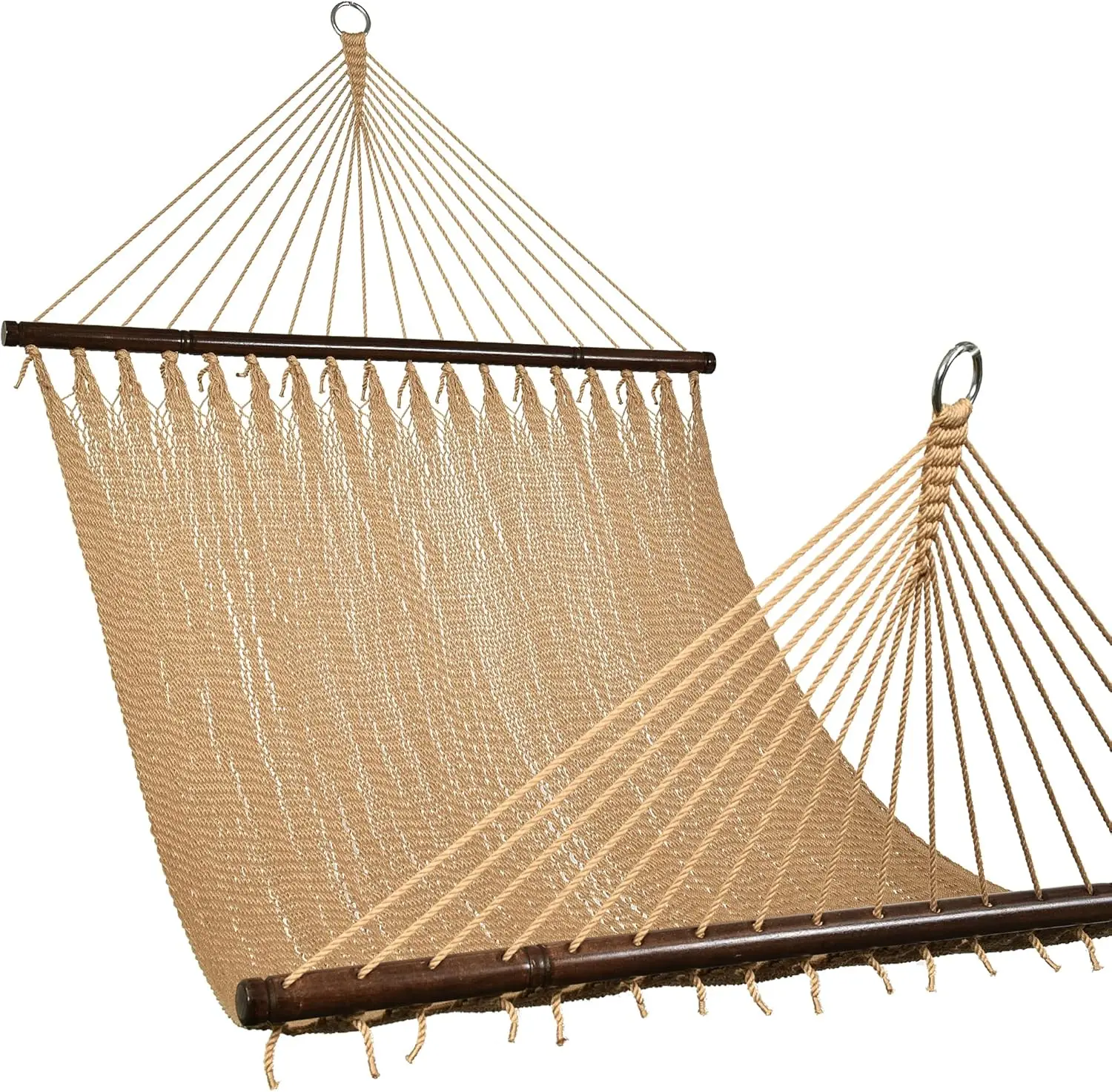 Caribbean Rope Hammock for Double Person, Hand Woven Polyester Hammock with Spreader Bars, 450 LBS Capacity, 10 ft