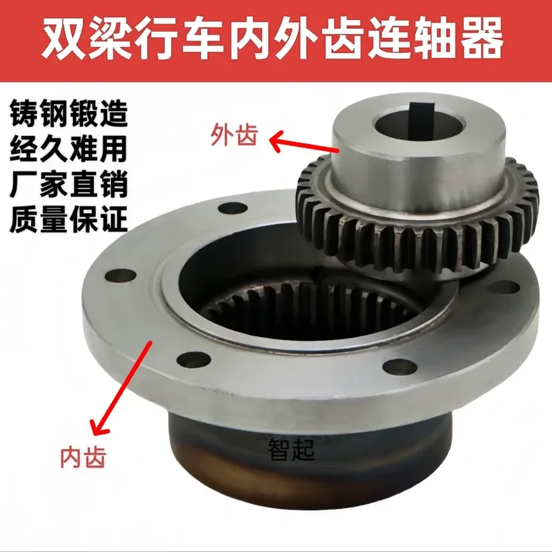 Double Beam Drive Internal External Gear Coupling Cast Steel Gantry Crane Connection Component Heavy Duty Mechanical Joint