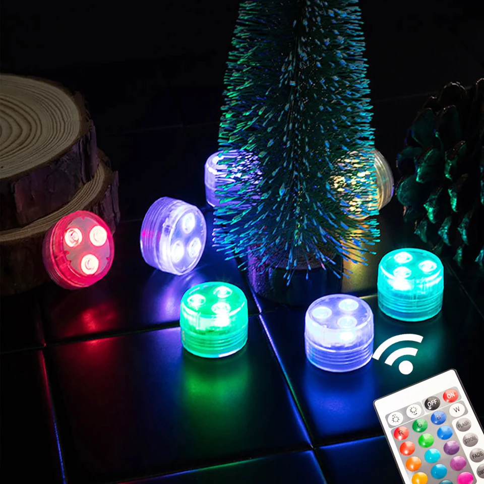 3 LED Underwater Light 16 Colors RGB IP68 Waterproof Swimming Pool Light Outdoor Submersible Lights for Pond Vase Balloon Decor