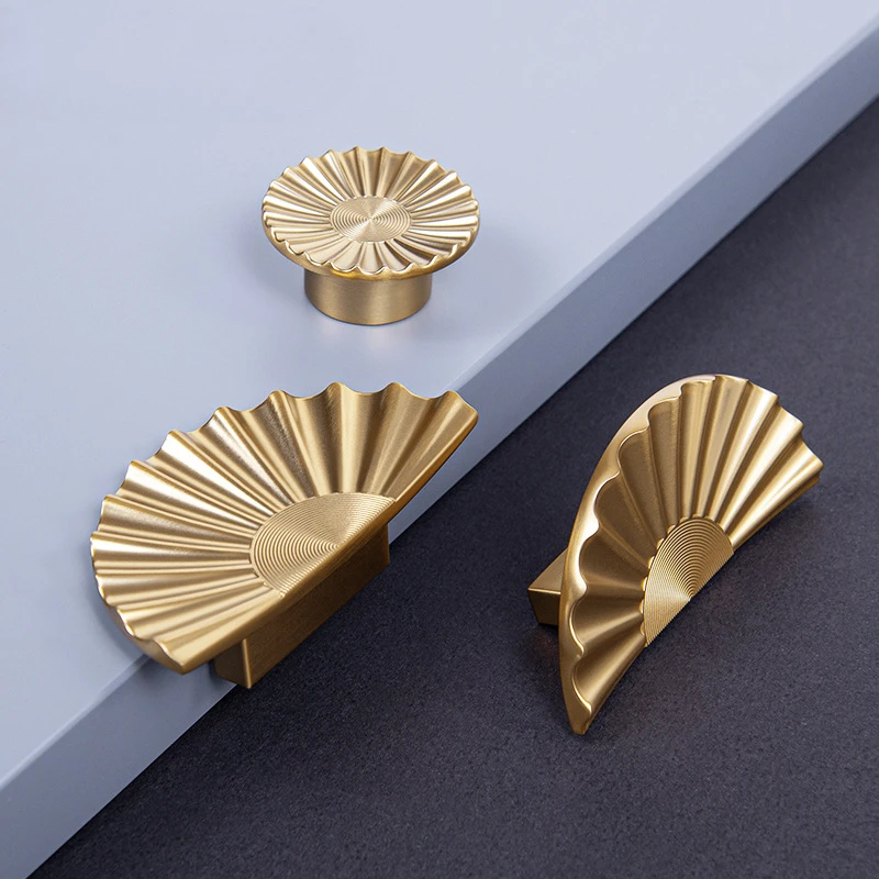 Light luxury wardrobe door pull hand type semi-circle fan handle gold cabinet drawer door handle hardware furniture accessories