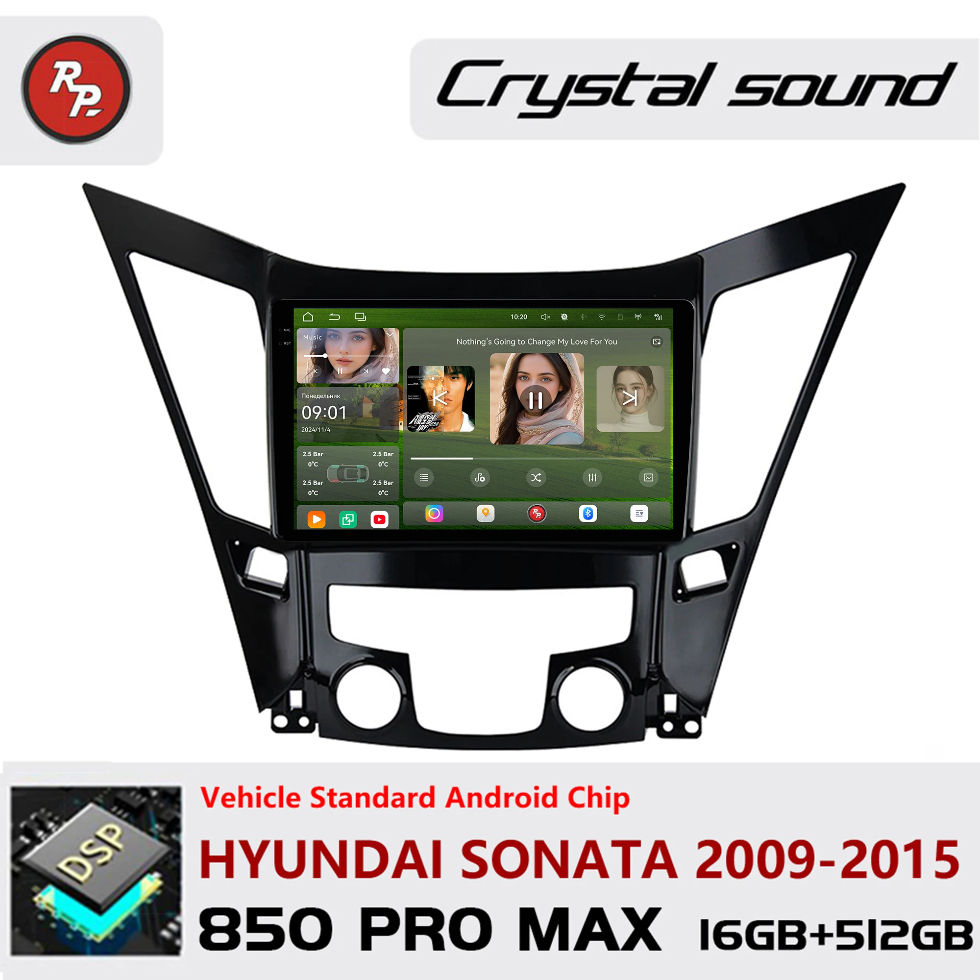 

Redpower Android 850 Pro Max Multimedia Player with Crystal Sound, CarPlay Bluetooth Car Radio for HYUNDAI SONATA 2009-2015