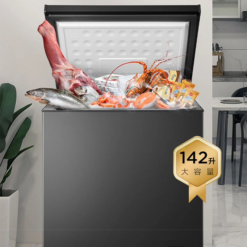 ตู้แช่แข็งในครัวเรือน142L 6.8ถือเป็นตะกร้าที่ถอดออกได้ยืนเปิดประตูฟรีตู้แช่แข็งขนาดกะทัดรัด450W