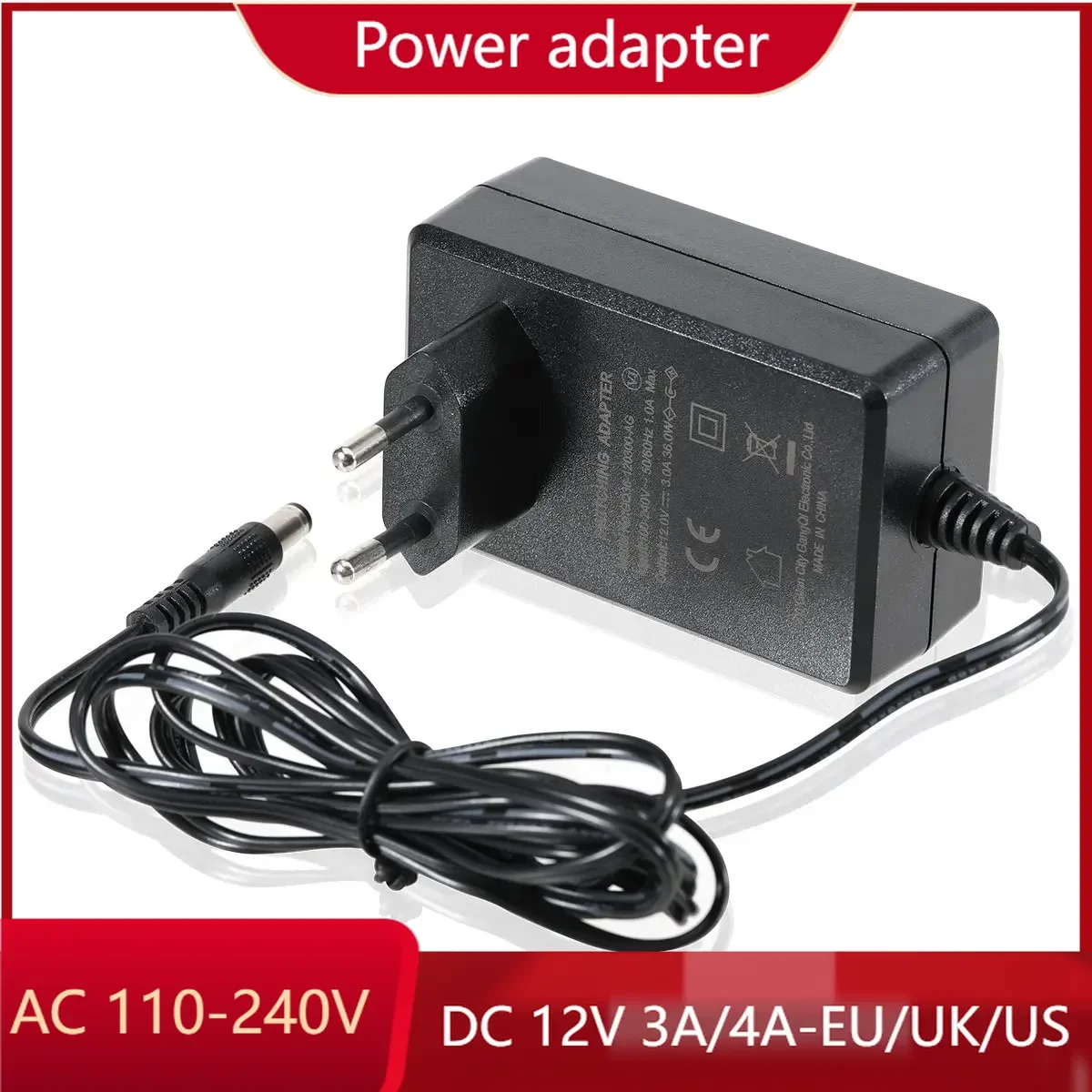 Universal Power Adapter Charger with EU/US/UK Plug AC 110-240V DC 12V 3A 4A Woodworking Machinery Parts