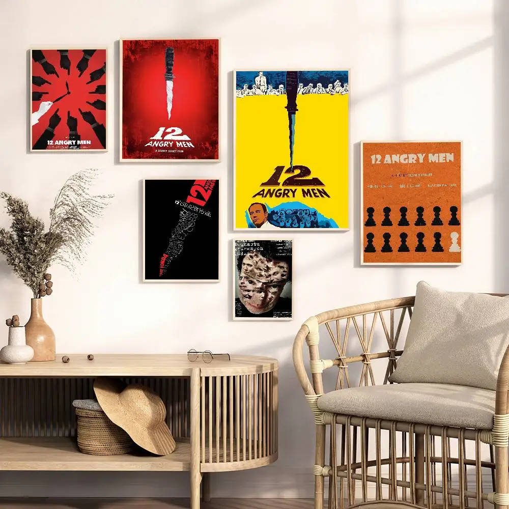 12 Angry Men Movie Classic Movie Sticky Posters Retro Kraft Paper Sticker DIY Room Bar Cafe Aesthetic Art Wall Painting